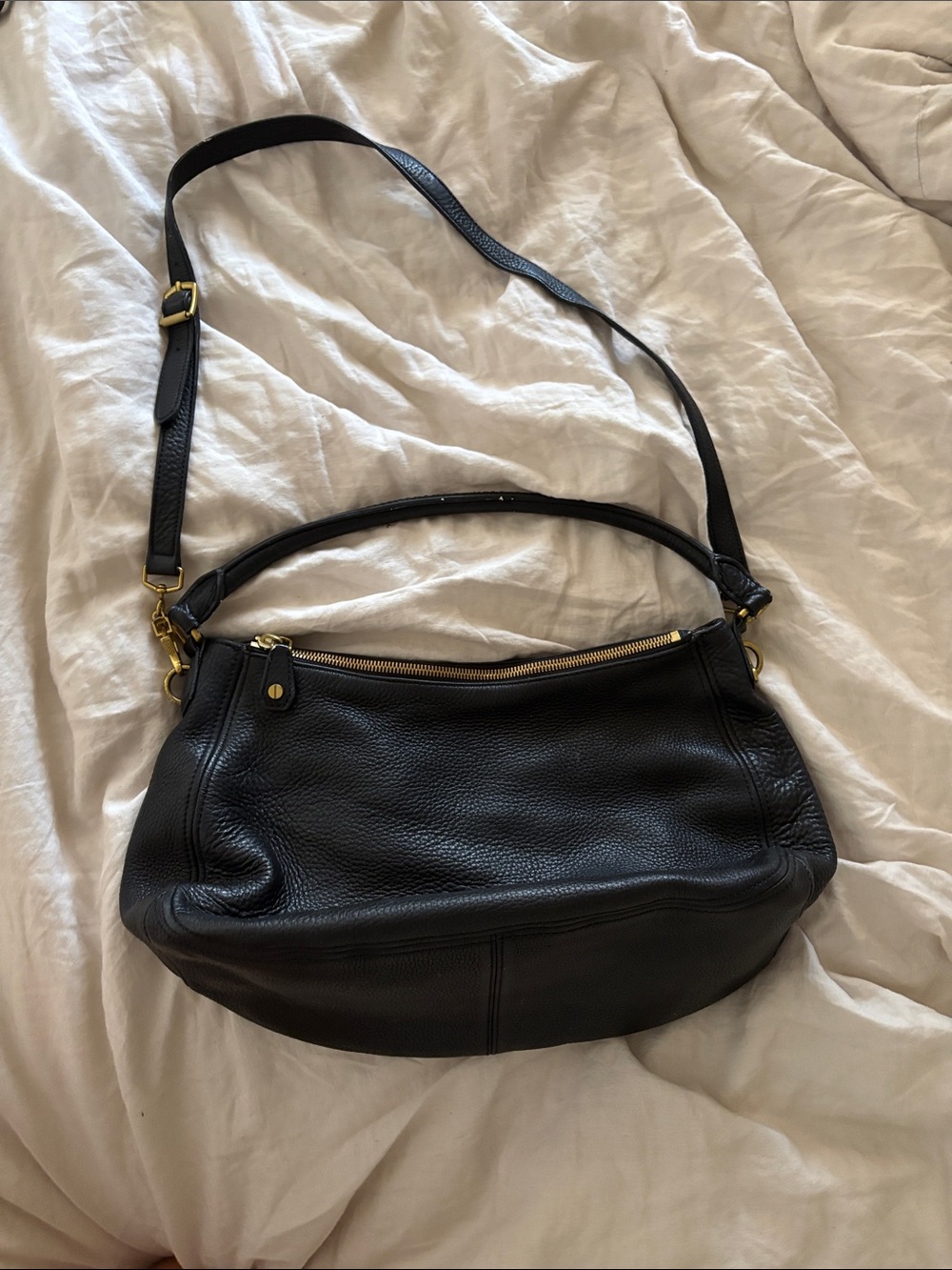 J. Crew | Black Leather Shoulder Bag - Classic Women's Crossbody